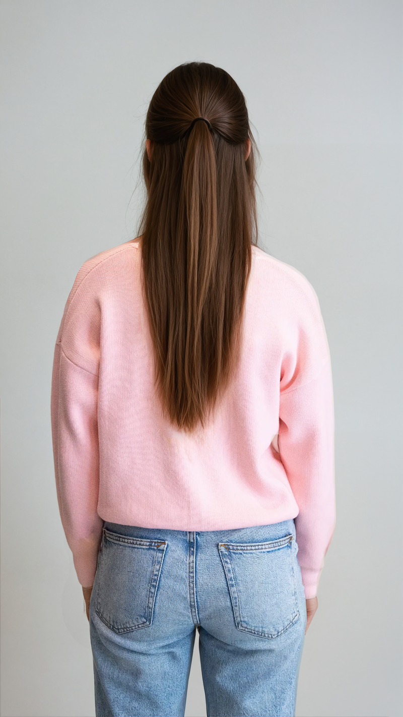 Pink Kerry V Neck Knit