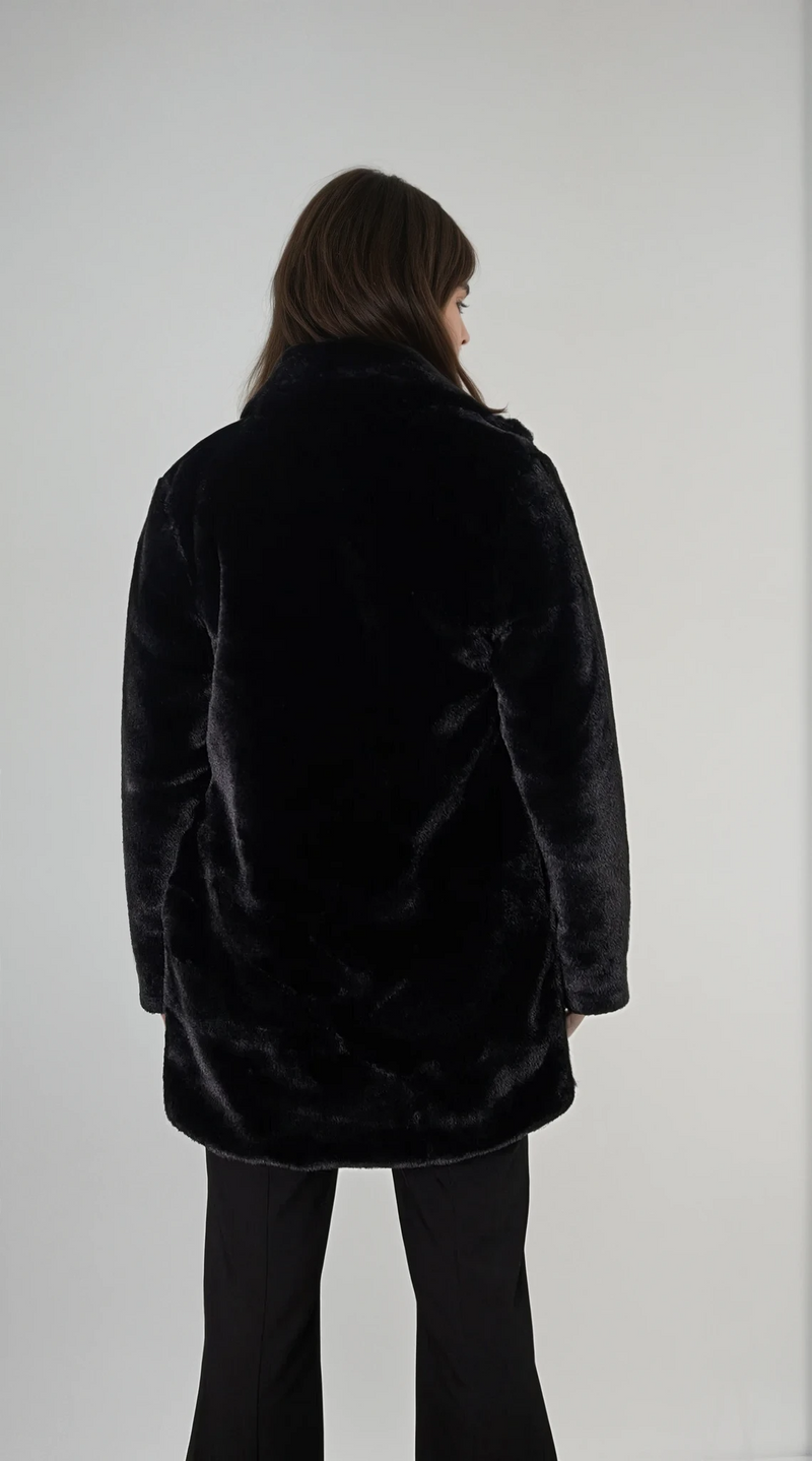 FAUX FUR COAT - BLACK