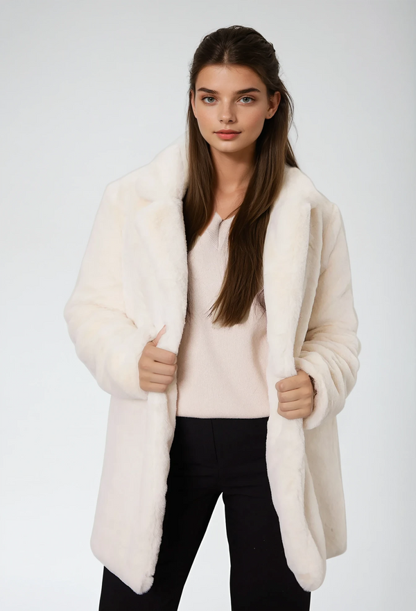 FAUX FUR COAT - CREAM