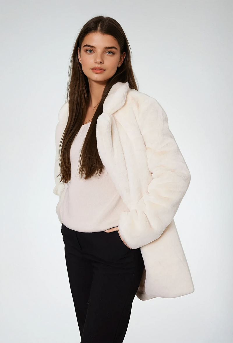 FAUX FUR COAT - CREAM