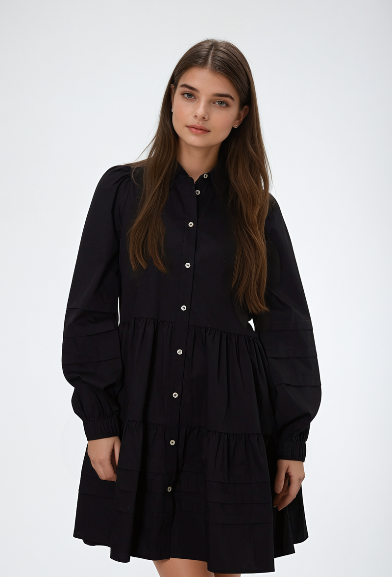 Dixie Long-Sleeve Dress Black